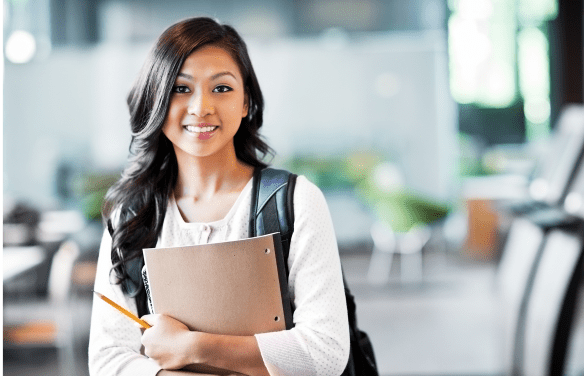 young woman learning about prep school admissions