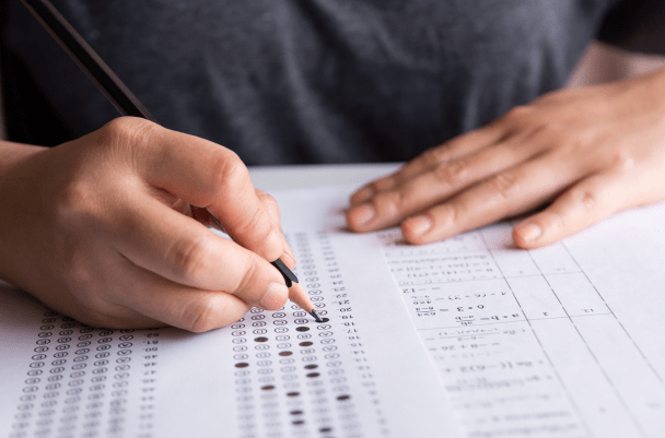 young person taking a prep school admissions test